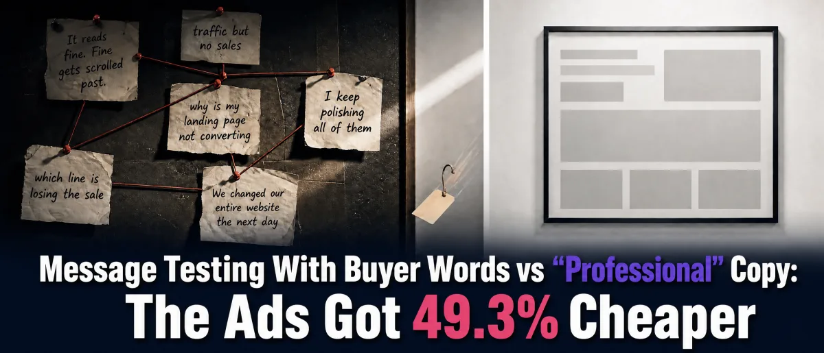 Message Testing With Buyer Words vs "Professional" Copy: The Ads Got Cheaper.
